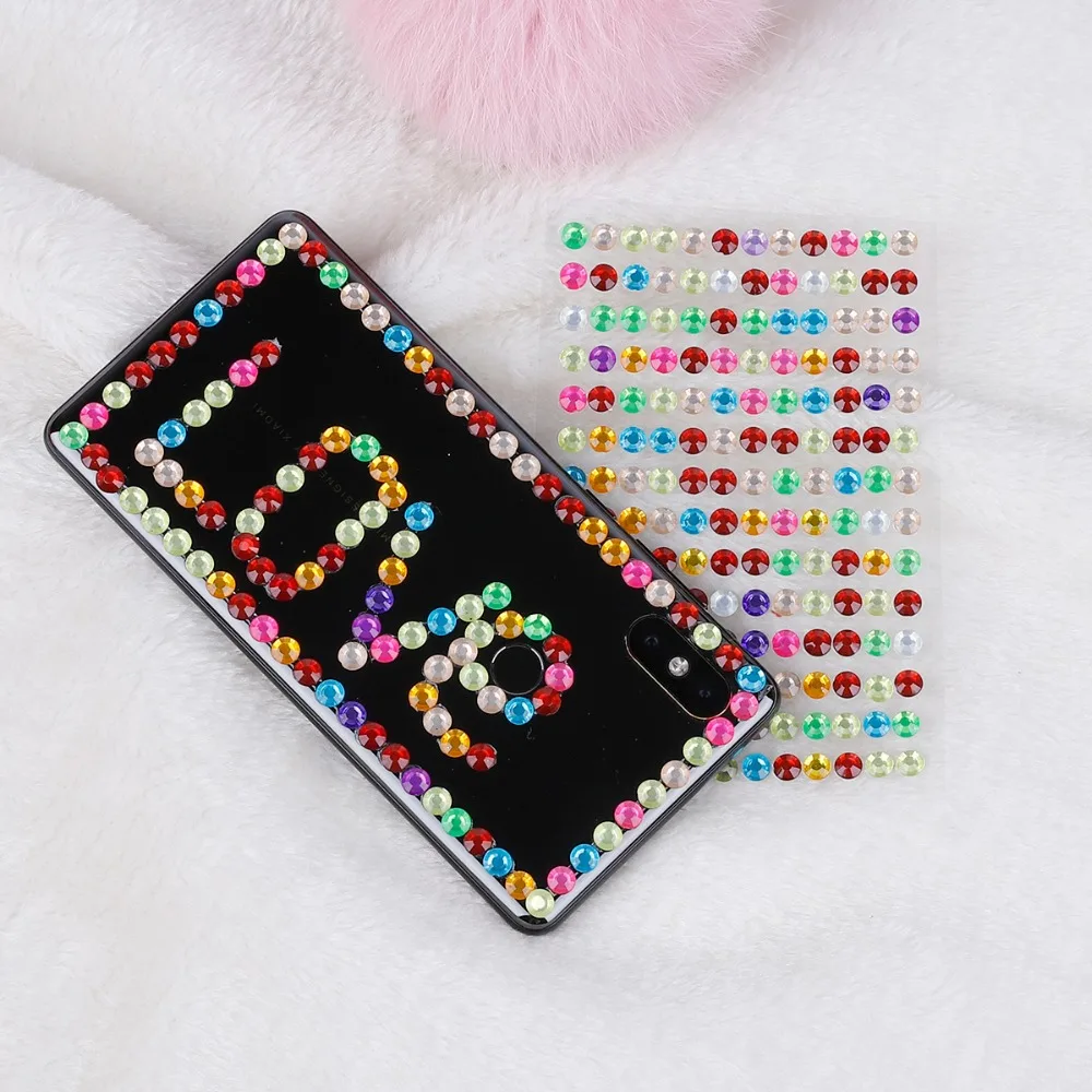 504pcs/lot 6mm Acrylic Rhinestones Fabric Phone Scrapbooking Nail Art DIY Material For Party Crafts Decoration Supplies