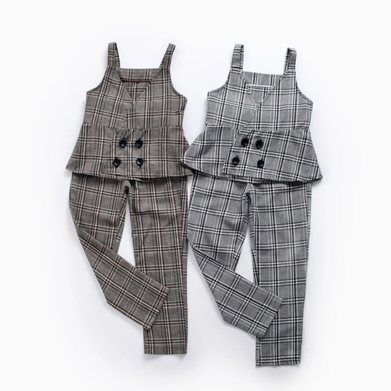 Kids Pants Girls Clothing Overalls Jumpsuits Vest Tops 2pcs Suit | Детская одежда и обувь