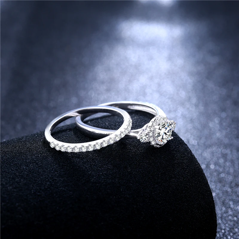 Romad Fashion Silver Women Wedding Rings Clear Cubic Zirconia Couple Rings Set For Women Men Engagement Jewelry Dropship Z3