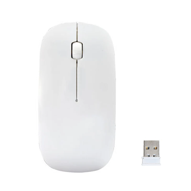 Беспроводная мини-мышь 2,4 ГГц USB мыши для Macbook Mac ноутбук ПК компьютер ультра тонкий - Цвет: white