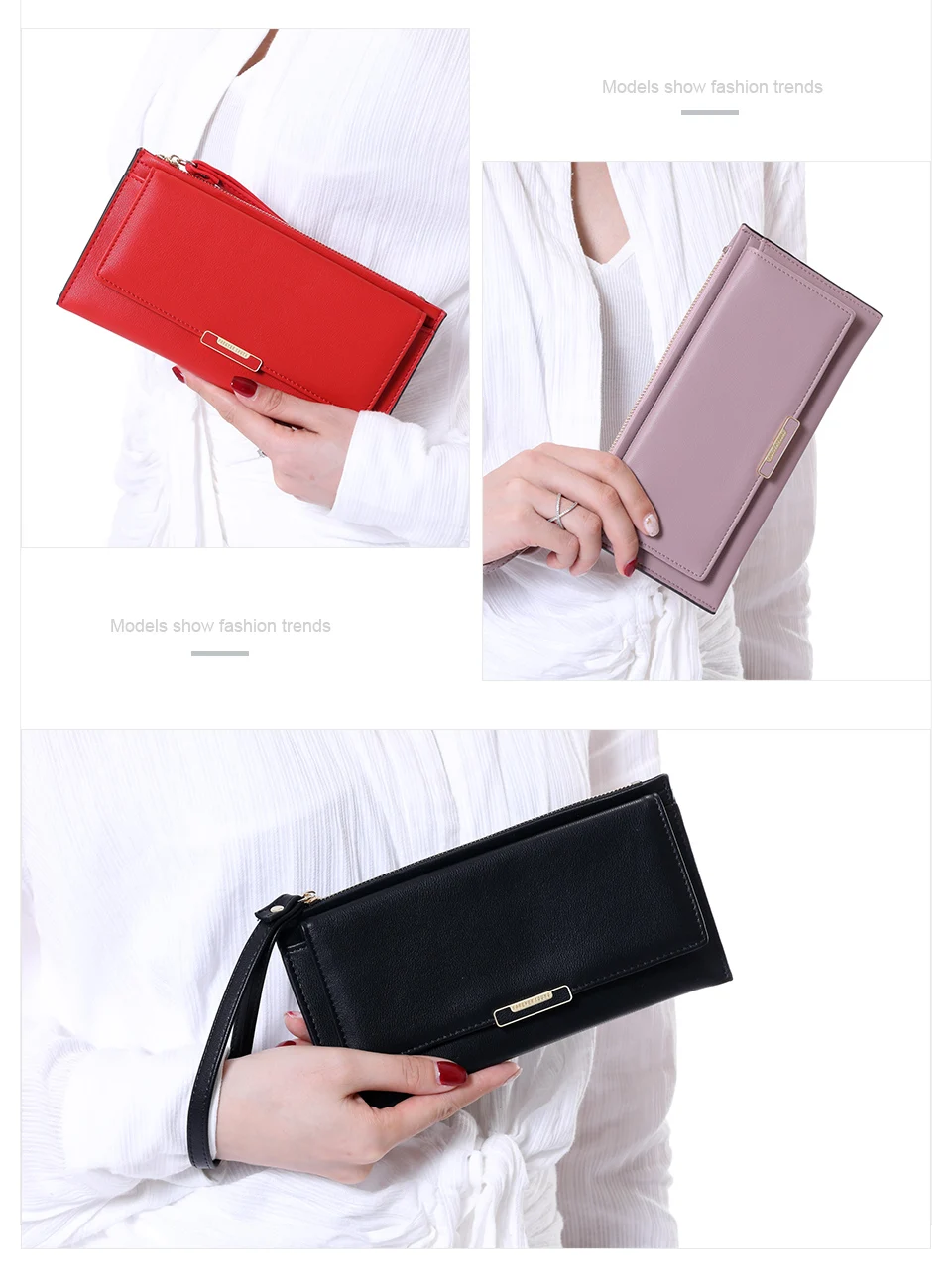 Jamarna Wallet Female PU Leather Long Clutch Women Wallet Female Women Wallets Red Zipper Phone Pocket Coin Purse Wristlet_03