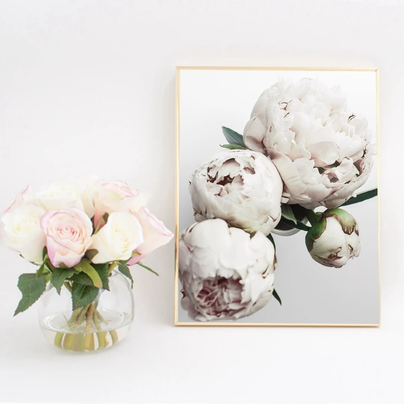 White Peony Canvas Art Poster Home Decor
