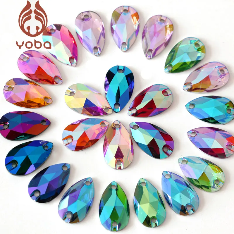 Buy Crystal AB Teardrop Shapes Resin Sew On