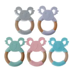 Bebé de silicona dentición juguetes sensoriales BPA Natural, anillo de madera de los molares chupete seguro mordedor para bebé bebés niños pequeños Bebé de silicona dentición juguetes sensoriales BPA Natural, anillo de madera de los molares chupete seguro mordedor para bebé bebés niños pequeños