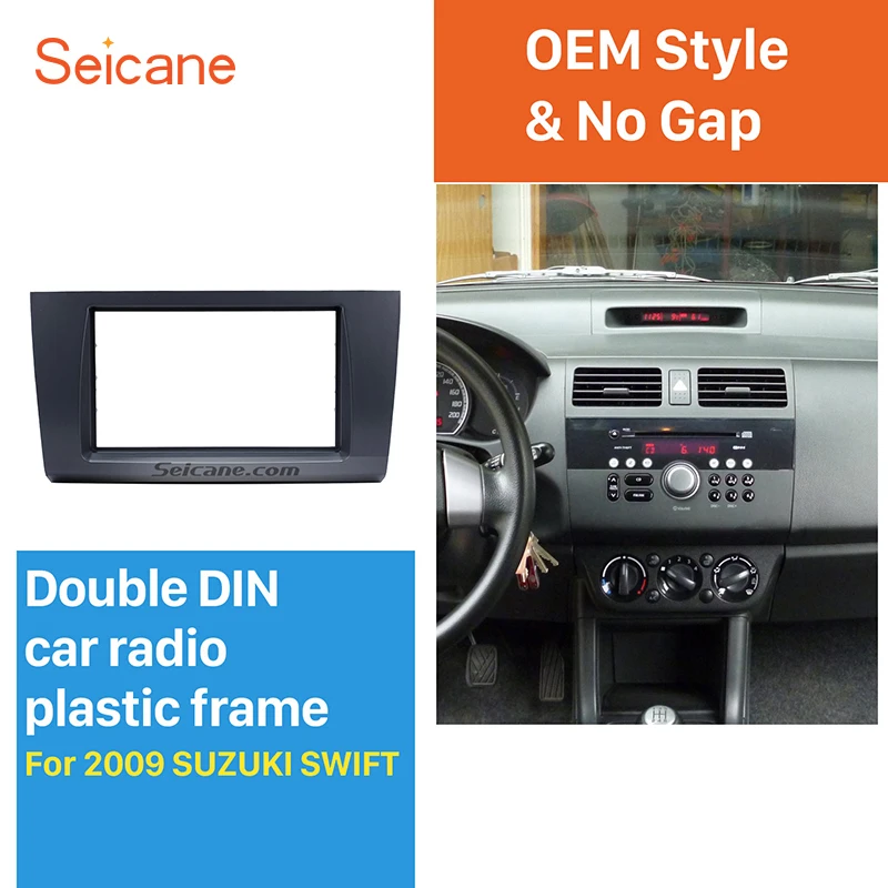 

Seicane Wonderful 2Din Car Radio Fascia for 2004 2005 2006 2007 2008 2009 Suzuki Swift Stereo Dash Trim Install Frame Face Plate