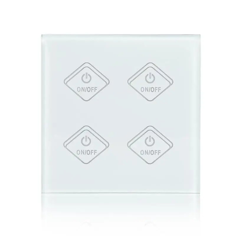 

UK Standard WiFi Smart Switch 4 Gang Light Wall Switch Waterproof Tempered Panel Touch Screen APP Control For Amazon Alexa S2