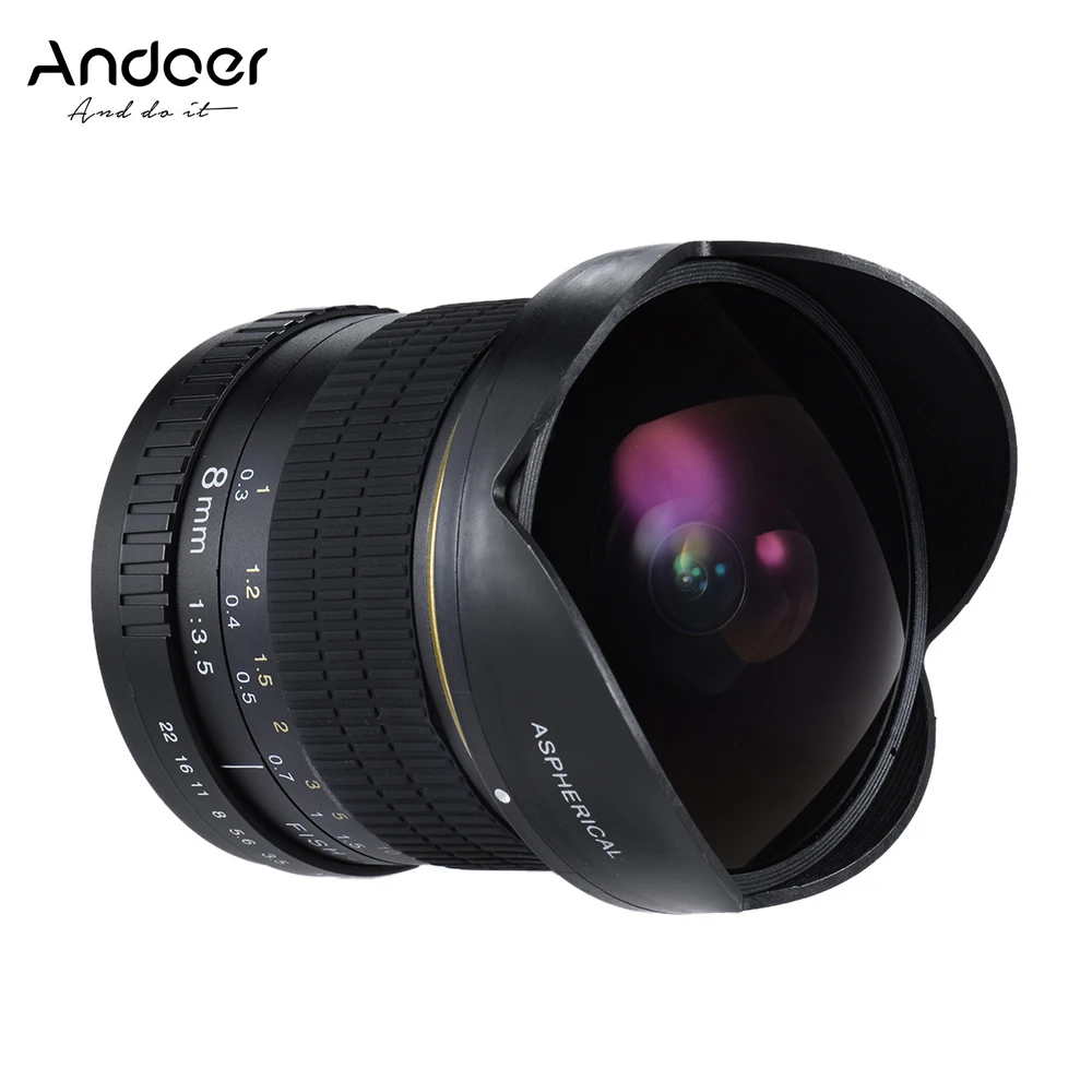 Andoer 8 мм F/3,5 170 градусов ультра широкий HD рыбий глаз асферический Круглый Объектив для Nikon D-Series Full Frame camera DSLR camera s