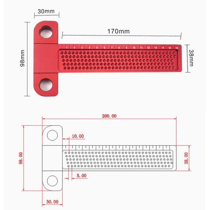 Деревообрабатывающий писец 160 мм Т-образная линейка Дырокол Scribing Gauge алюминиевый скрещенный стопой деревообрабатывающий скрещенный инструмент измерительный инструмент