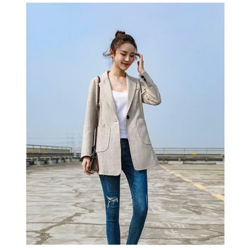 

2019 Loose casual black Beige coat women thin section spring and autumn suit office lady spring and autumn ladies jacket B442
