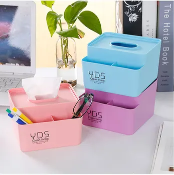 

1PC Makeup Storage Box Plastic Cosmetic Organizer Makeup Sundry Storage Holder with Tissue Box OK 0542