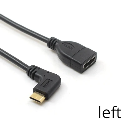 Переходник с прямым углом 90 градусов Mini HDMI Male-HDMI Female конвертер Кабельный адаптер-переходник разъем для телевидения высокой четкости - Цвет: Left