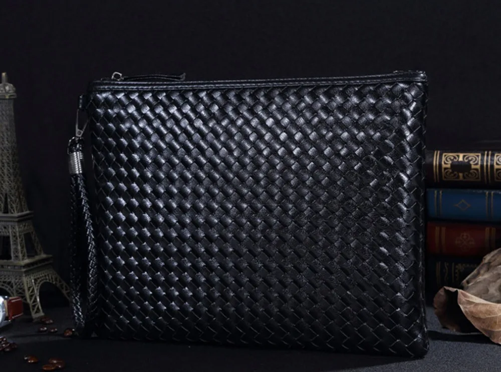 Мужская сумка-клатч из искусственной кожи, черная сумка-конверт для отдыха, деловая модная тканевая сумка, посылка, переносная сумка на запястье