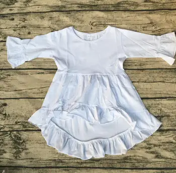 

2017 autumn baby cotton frocks designs boutique Kids Wear Candy colors long sleeve High Low Top