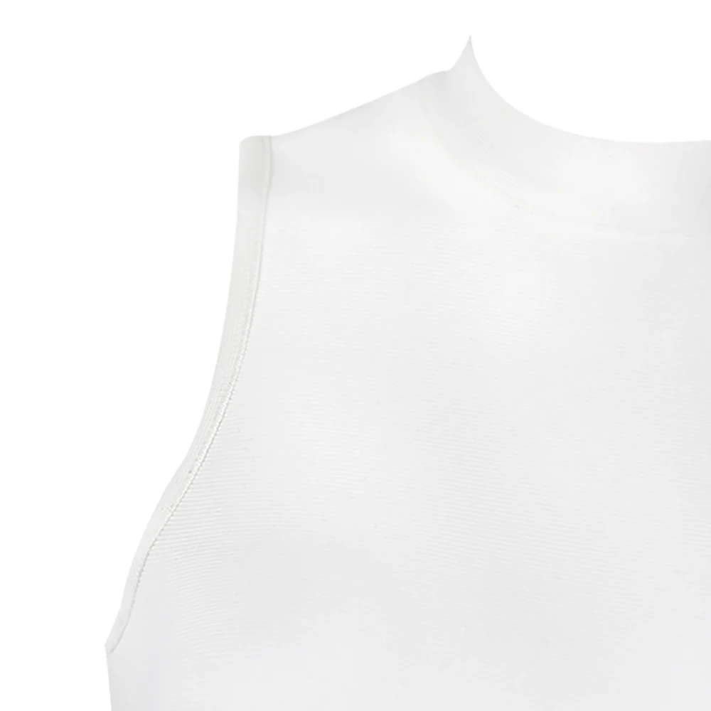 Модное сексуальное Белое Бандажное летнее платье с круглым вырезом и бисером, Элегантные Дизайнерские Вечерние платья бодикон