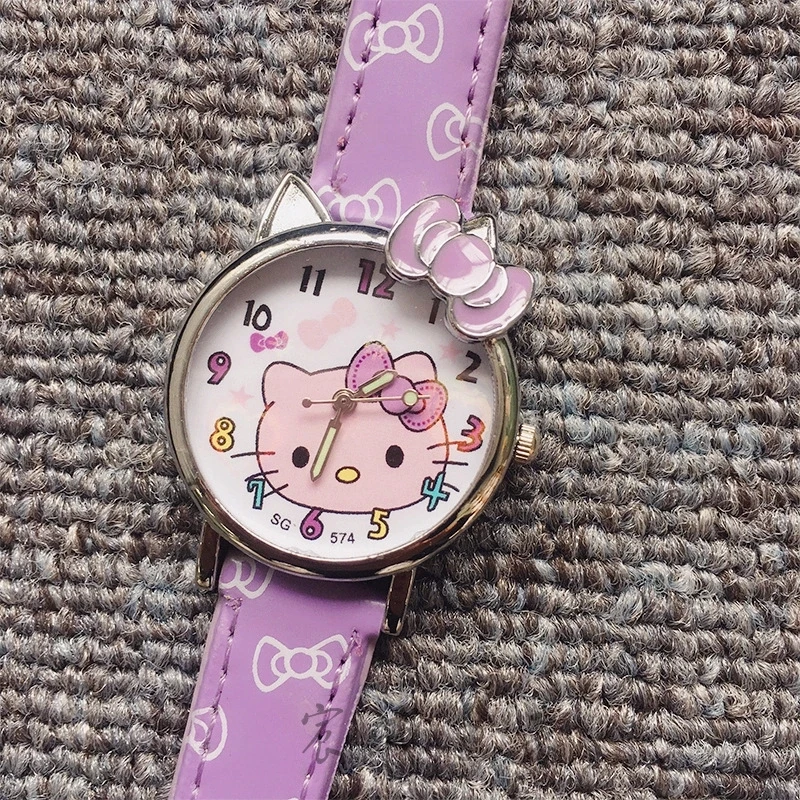 Модный стиль милые детские Мультяшные KT hello Kitty ремень часы Девушка кварцевые часы подарок на день рождения