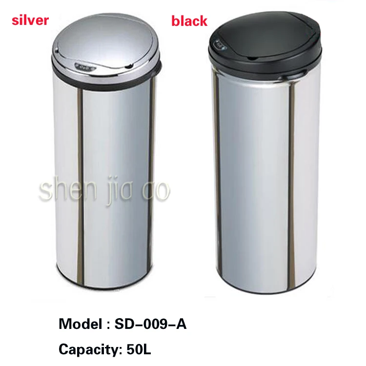 50L Touchless Automatic Garbage Stainless Steel Garbage Bucket Car Small Kitchen Sensor Garbage Ecological Garbage Bin SD009-A