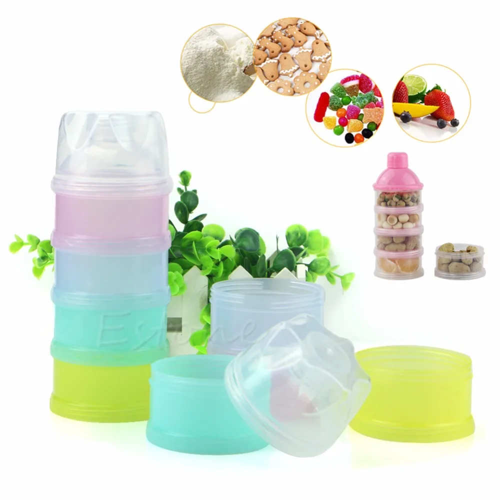 

4 Layer Baby Infant Food Milk Feeding Powder Dispenser Container Travel Boxes New