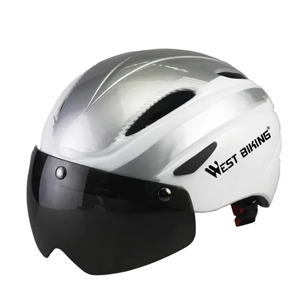 WEST BIKING велосипедный шлем ветрозащитные Магнитные очки велосипедный шлем открытый Casco Ciclismo Bicicleta MTB дорожный велосипедный шлем - Цвет: black silver
