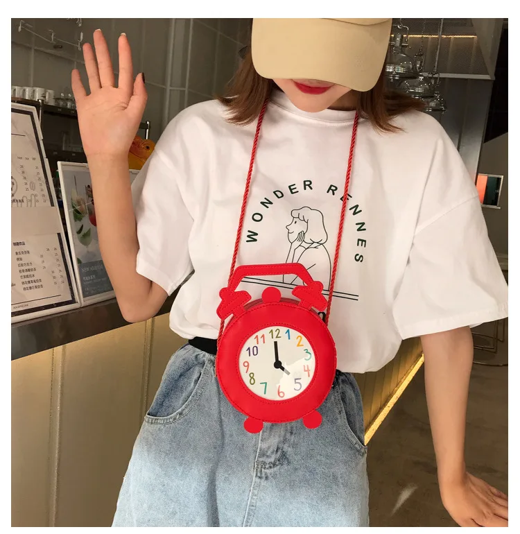 

Cute Clock Shape Messenger Bag For Girls' Casual Crossbody Bag Small Designer Handbags High Quality Shoulder Bags Dropshiping