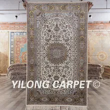 YILONG 3'x5' античный персидский шелковый ковер ручной вязки зеленые и бежевые персидские восточные ковры(YHW302AB3x5