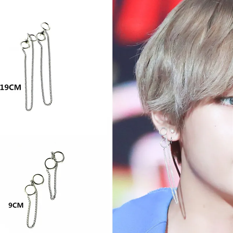 KPOP DNA корейская мода Bangtan Kim Tae Hyung титановые серьги из нержавеющей стали с