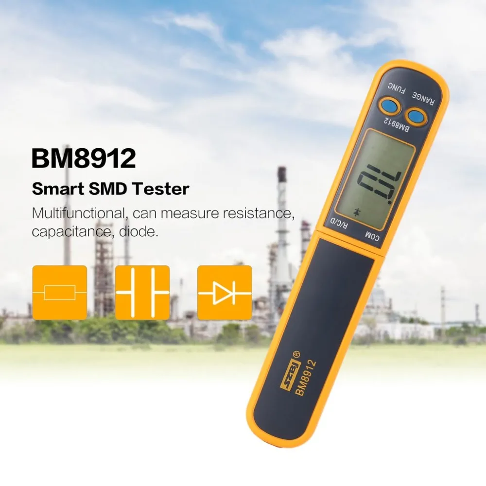 

BM8912 Smart SMD Tester Resistance Capacitance Meter Diode Digital Patch Resistance Multimeter Probe Test Meter Clip Tweezers