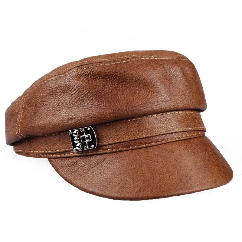 

Leather hat female winter Korean version of the leather hat cap student hat flat top hat Beret cap naval cap men and women
