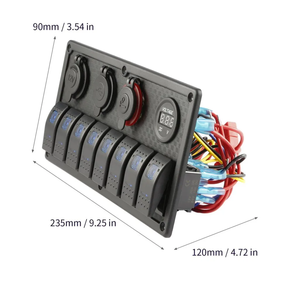 8 банд 12-24 В кулисный переключатель панель управления автомобиля морской лодки вольтметр IP65 Водонепроницаемый двойной usb зарядный порт прочный материал