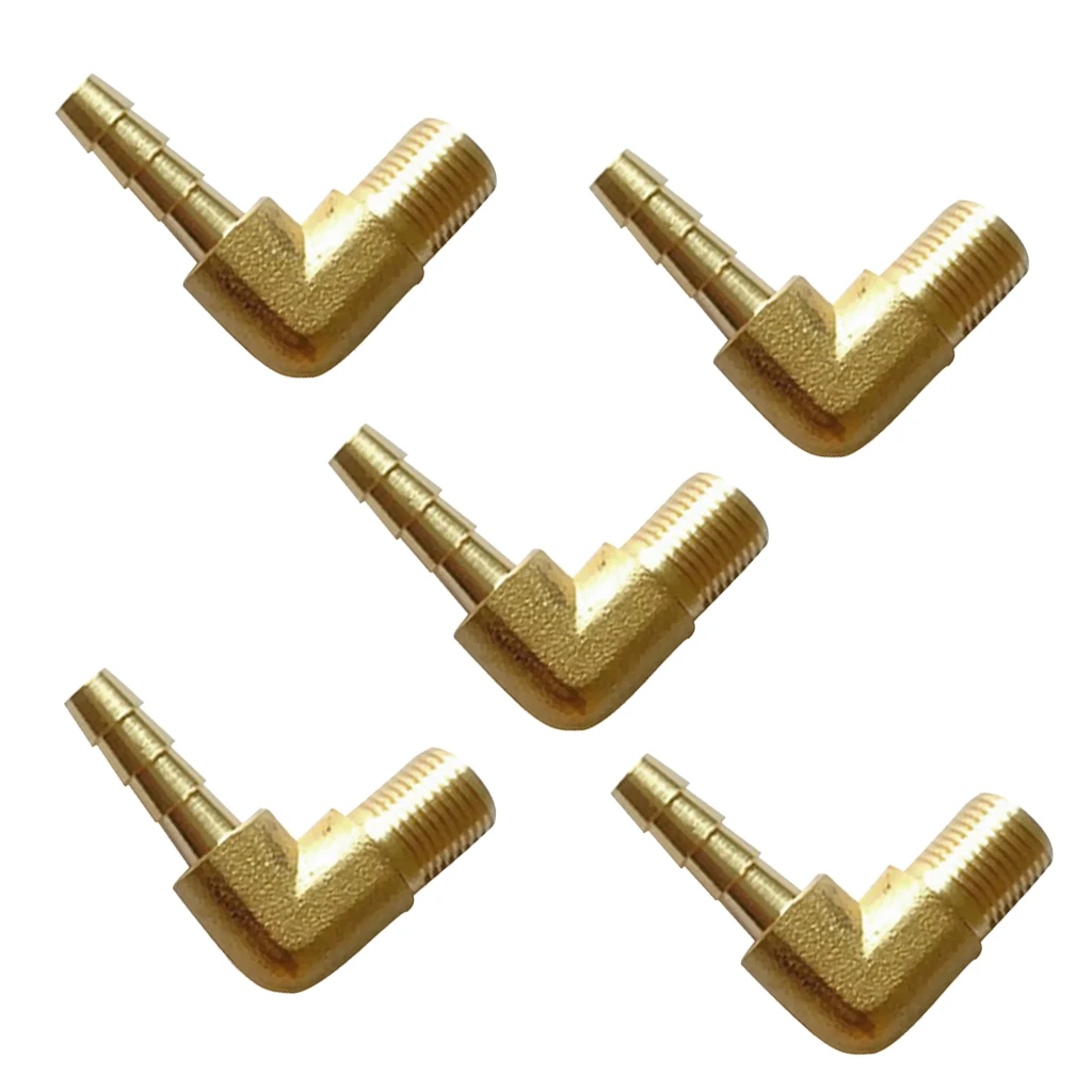 5 pieces/lot 1/8 BSP To 6mm Brass 90 Degree Male Elbow Barb Hose Tail Pipe Gas Fittings