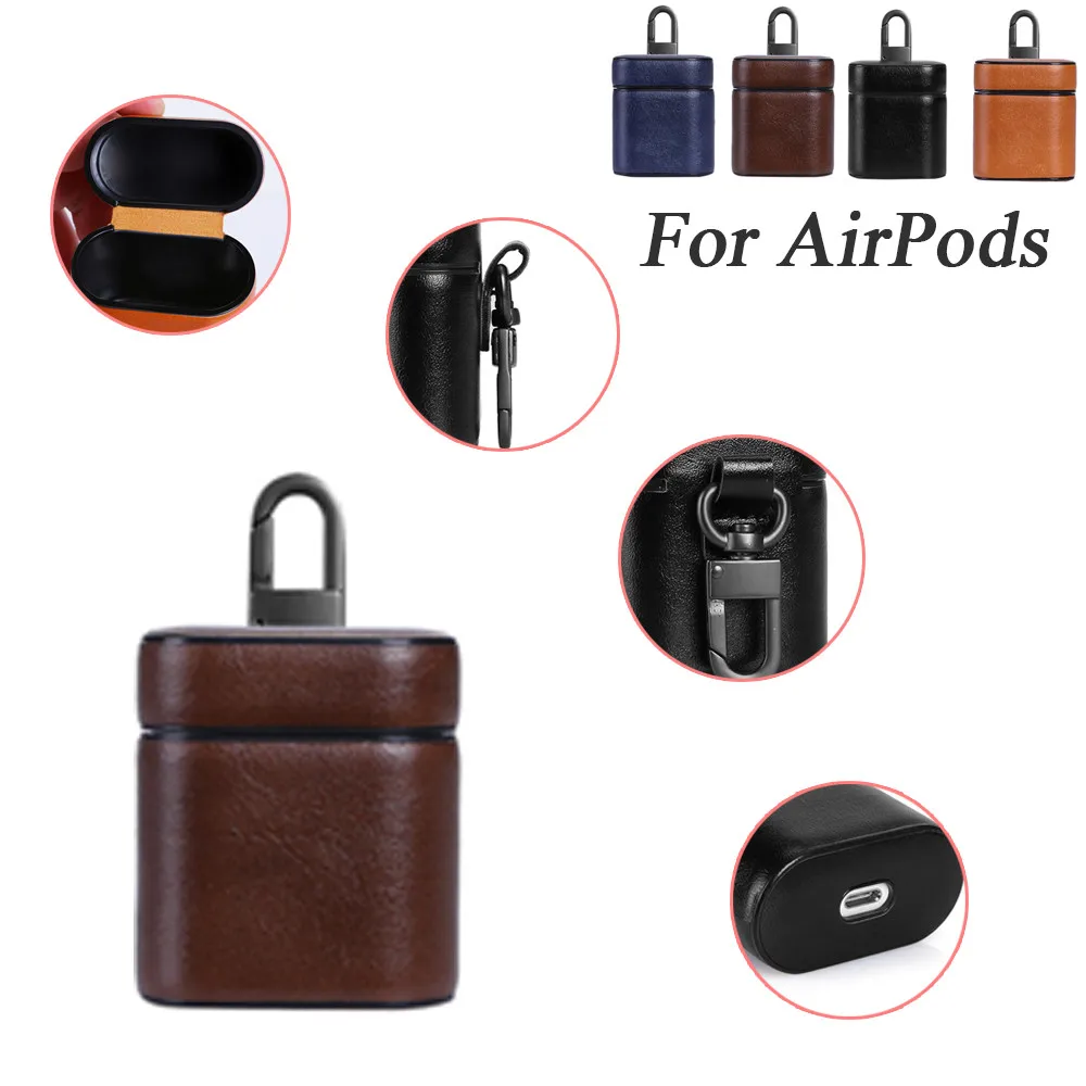 Для AirPods кожаный чехол с защитой от потери провода+ Крючки Беспроводные наушники чехол для Apple Air Pods защитный чехол Аксессуары для кожи