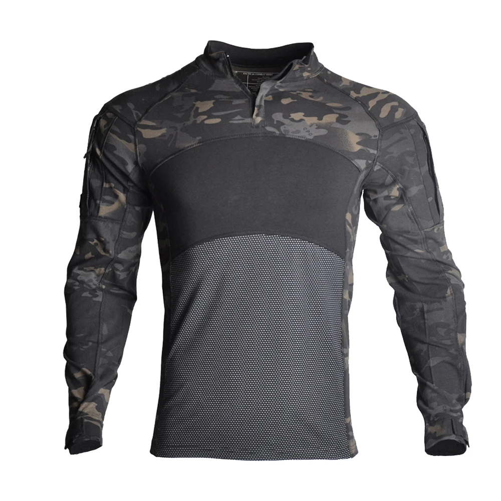 Tactical Combat Shirt Men Cotton Military Uniform Camouflage T Shirt Man Long Sleeve Airsoft Army T-shirts Male Tops Paintball