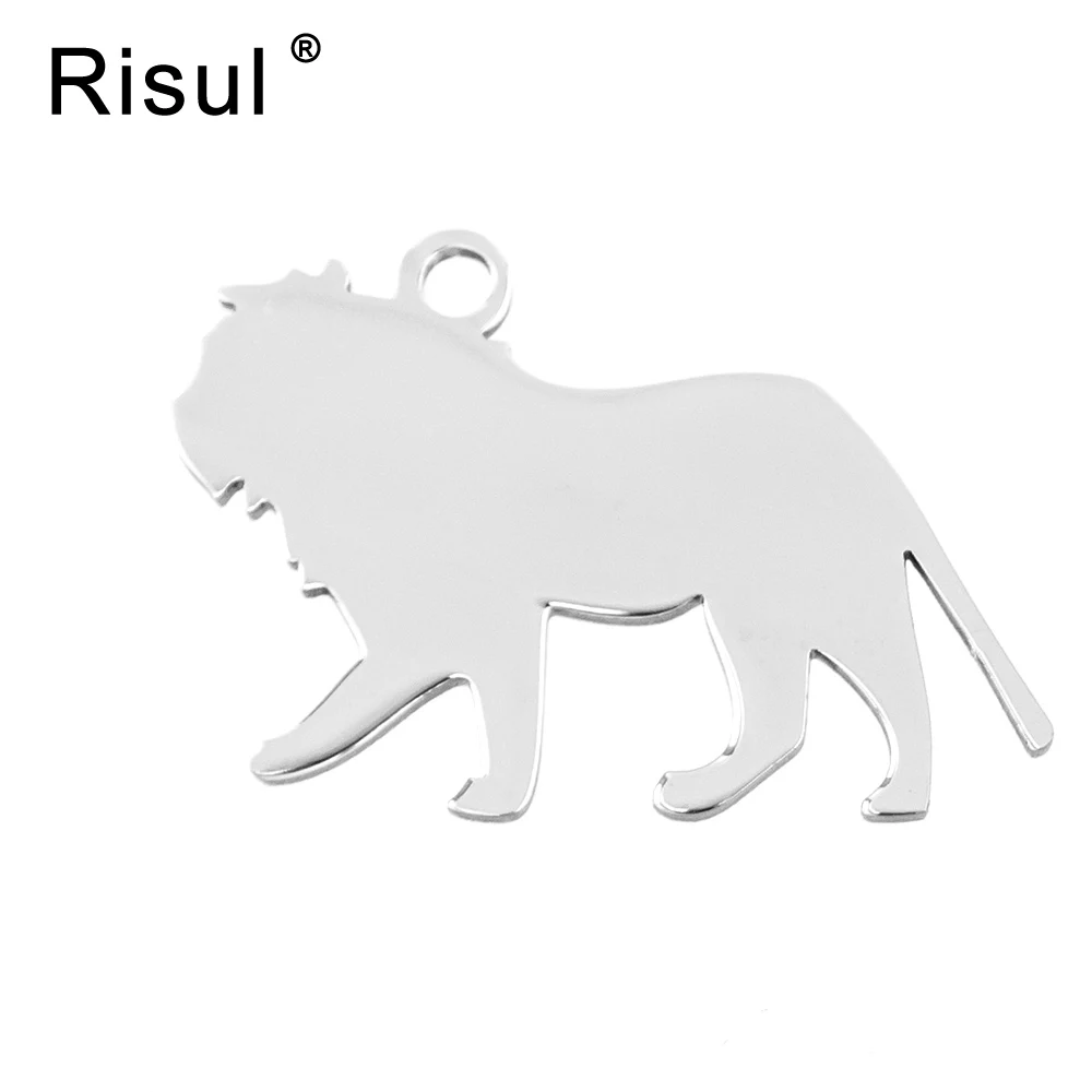 

Risul подвеска в форме льва, гравировка, Пустые Подвески, зеркальная полированная нержавеющая сталь, хорошее качество, оптовая продажа, 50 шт.