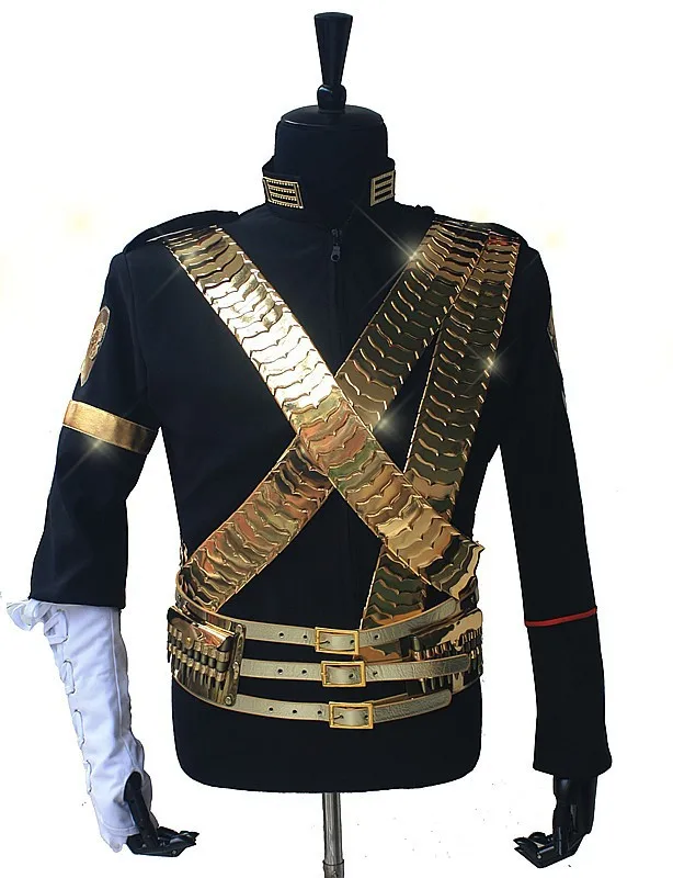 Rare MJ Michael Jackson JAM Belt Men 24k Gold Color Metal 3 Straps & Bullet  Punk Belt Exactly Collection Performance Show Gift