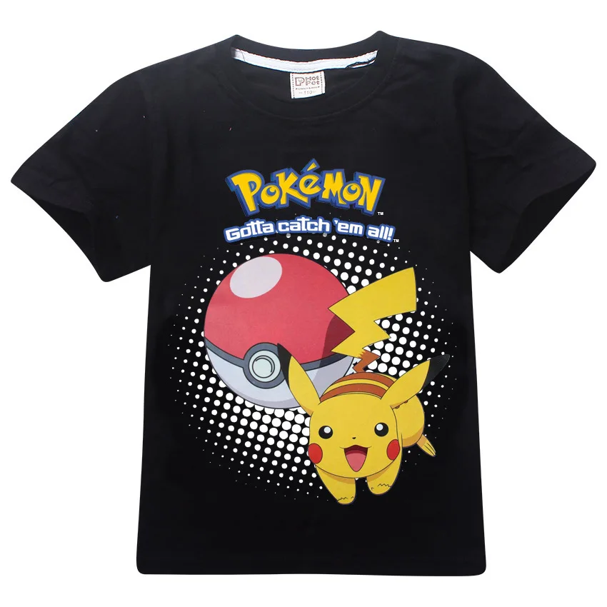 

fashion cartoon pokemon kids tops clothes short sleeve Tee shirts children boy's cotton Pikachu printing T-shirt for kid K010404