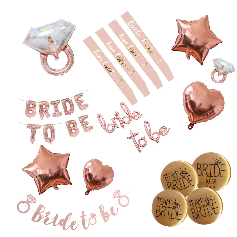 

Hen Party Team Bride Badge Bridal Shower Decoration Bachelor Bride To Be Balloon Wedding Photo Props Party Decoration