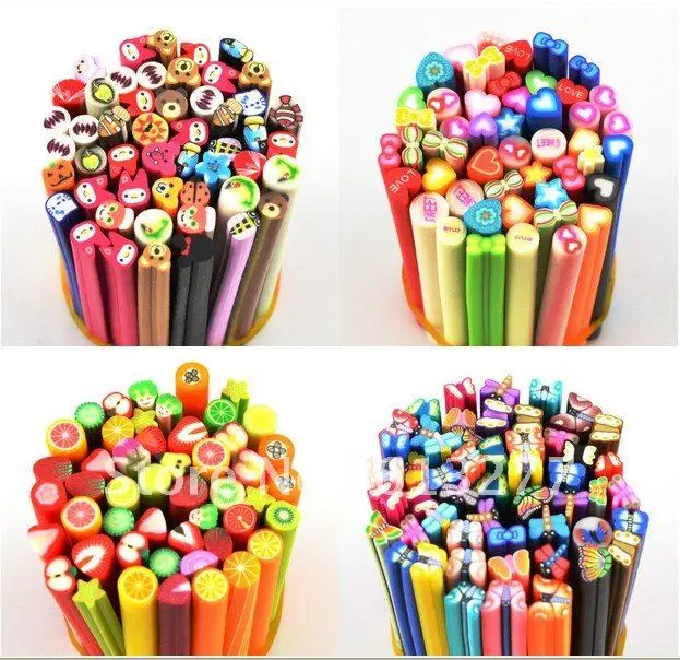 Min order $15 (can mix items)! 100pcs canes polymer clay nail art Stickers fruit and flower Cutted OT02 | Красота и здоровье