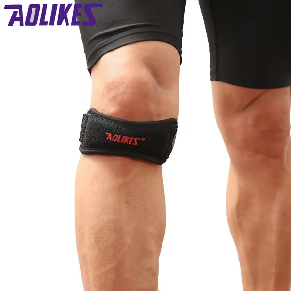 AOLIKES 1 шт. регулируемое колено ремень Patellar сухожилия под давлением протектор Поддержка слайдер Pad rodilla Guard бадминтон, бег - Цвет: black