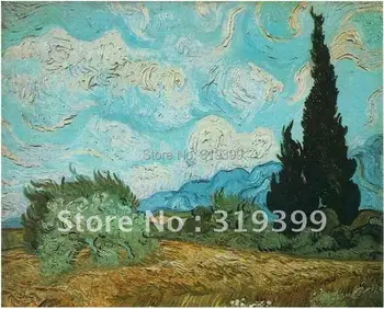 

Handmade oil painting reproduction on linen canvas, Wheat Field with Cypresses by vincent vangogh,100%handmade,Free DHL Shipping