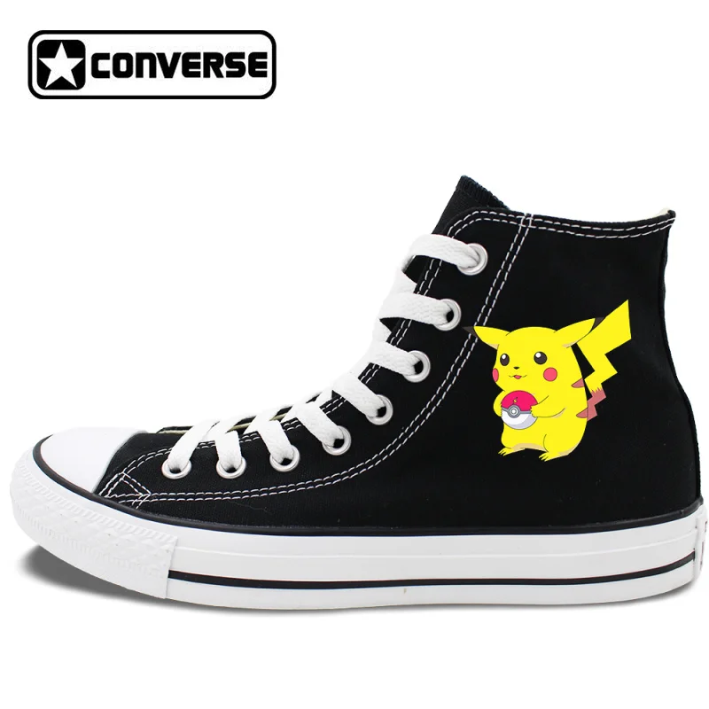 Prix pour Planche à roulettes chaussures design noir blanc couleurs haute top converse chuck taylor pokemon pikachu unisexe toile sneakers Prix pour Planche à roulettes chaussures design noir blanc couleurs haute top converse chuck taylor pokemon pikachu unisexe toile sneakers