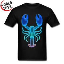 Camisetas masculinas con gráfico de langosta azul luz de la Luna, Camisetas Vintage para hombres, caballeros del zodiaco er, remo Natural