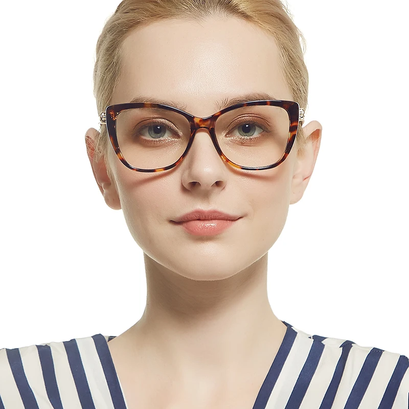 Марка Дизайнер Кошачий глаз женские винтажные леопардовые очки прозрачные классические ретро синие очки 92173