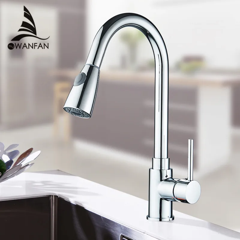 

Kitchen Faucets Pull Out Chrome Sink Mixer Faucet for Kitchen Single Handle Deck Mounted Kitchen Mixer Tap for Sinks 408906