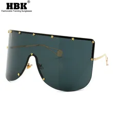 HBK огромный черный солнцезащитные очки мода для женщин Роскошные звезды украшения защита от солнца очки брендовая Дизайнерская обувь маска стиль летн