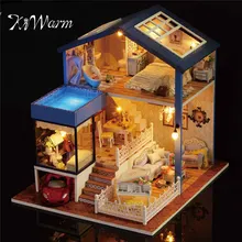 KiWarm модный деревянный assembb светодиодный домик DIY кукольный домик Миниатюрный с мебели светодиодный светильник домашний Набор подарочных игрушек