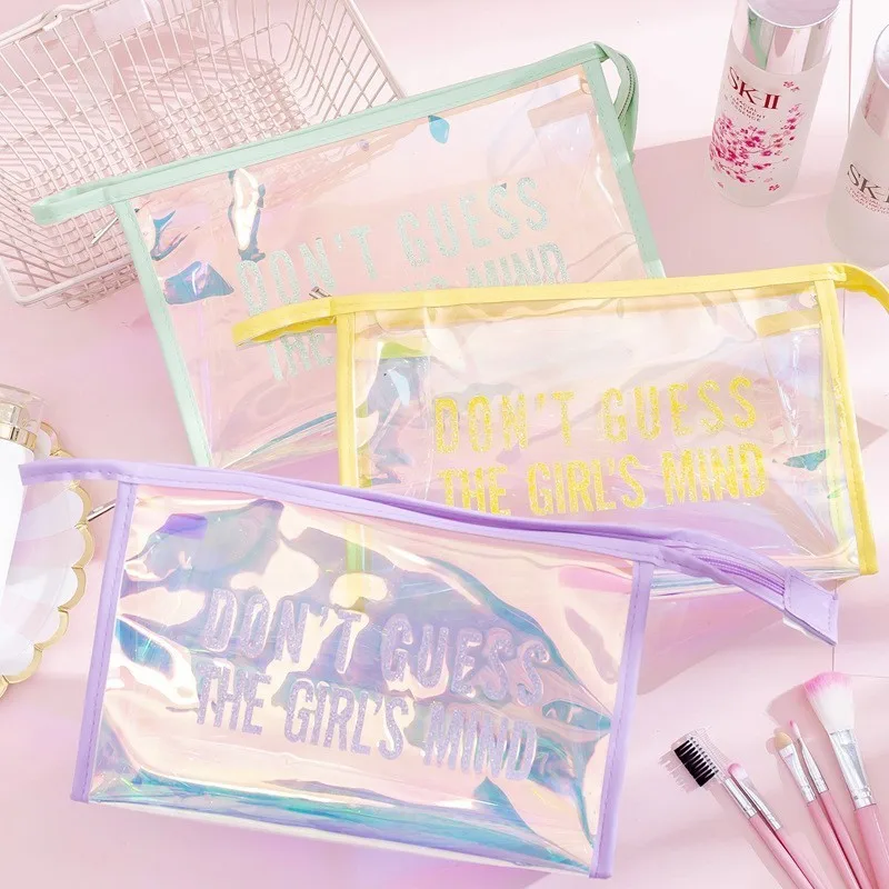 

1 Pieces Lytwtw's Kawaii Fashion INS Laser Quicksand Pen Pencil Bag PVC School Office Supplies Stationary Case