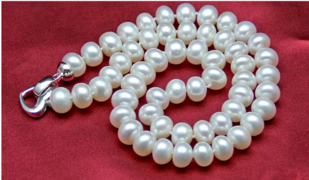 

Send mom mother's day 9-10mm natural Fresh water pearl necklace 18inch