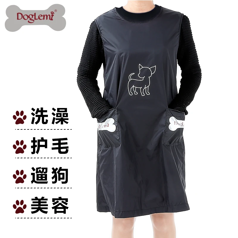 Doglemi Waterproof Pet Grooming Apron with pocketsin Dog Coats