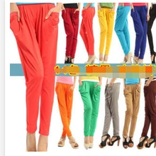 50 шт./лот Fedex Быстрая в Корейском стиле Женские однотонные повседневные штаны Свободные Ice Шелковый с эластичной талией Длинные Активный Пант Универсальный Размер