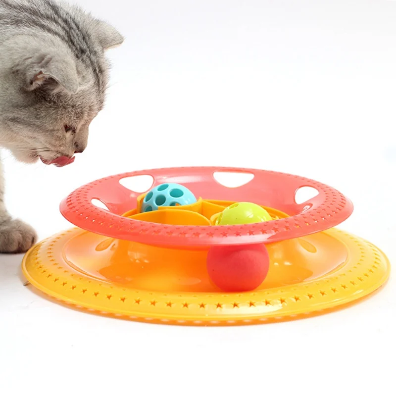 2018 Plastic Cat Feeders Tower Tracks Disc Cat Toy Amusement Shelf Play