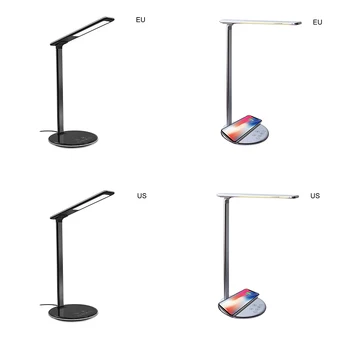 

Adjustable intensity QI Wireless Phone Charger Reading Study Light US/EU Plug USB Rechargeable LED Desks Table Lamp